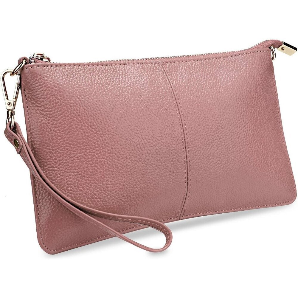 RFID Blocking Cross Brown Chain Wristlet Purse Women Small Clutch Zipper Pockets